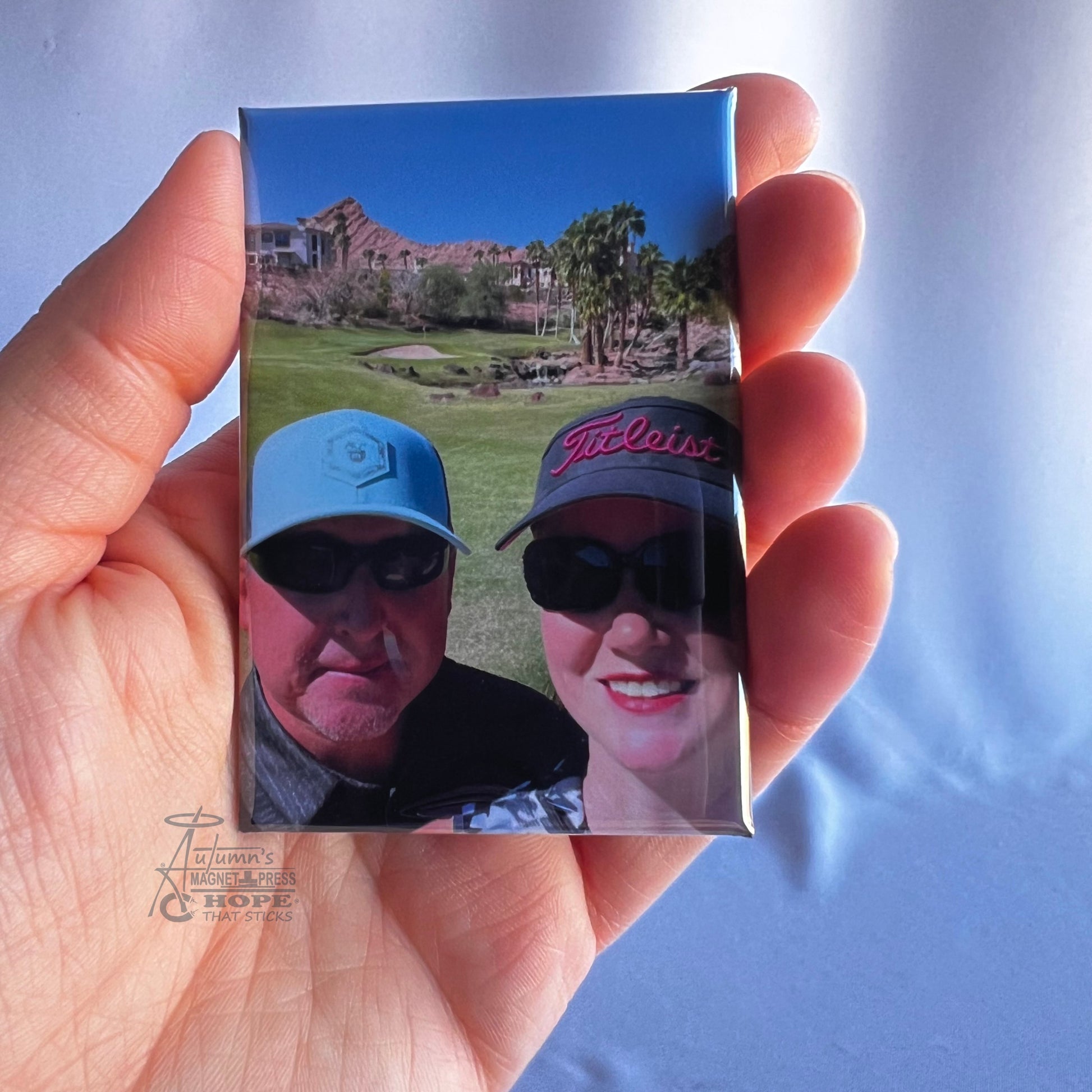 2x3 rectangle custom photo magnet displaying real printed photo quality